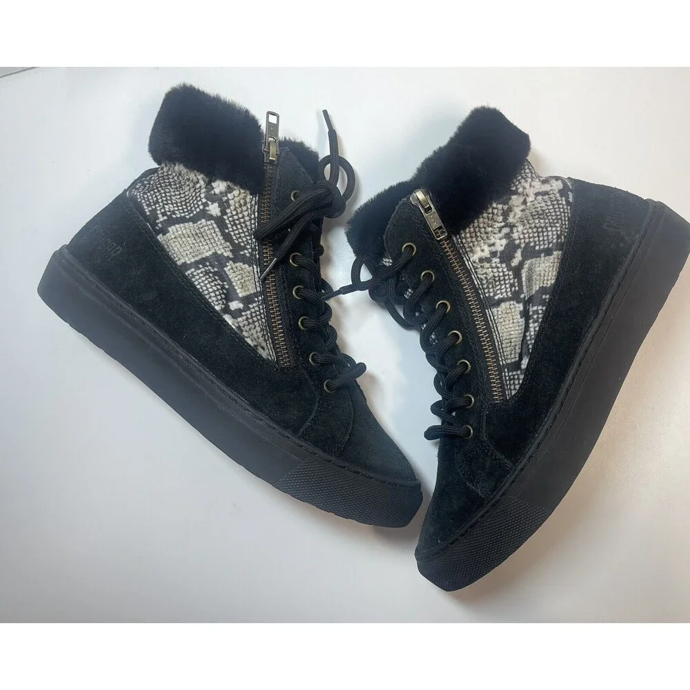 Cougar Dubliner Ankle High Suede Sneaker Boot In Black Snakeskin Sz 6 New